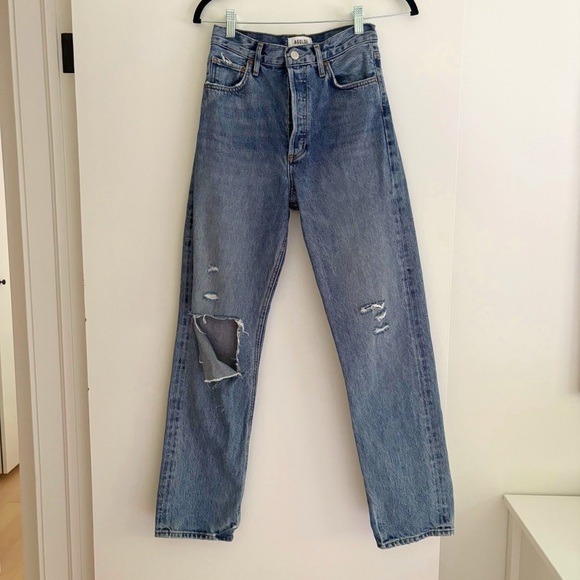 Agolde 90's Pinch Waist High Rise Straight Leg Jeans In Lineup Size 24 - Picture 3 of 6